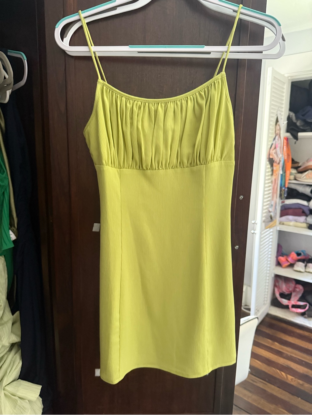 Superdown LimeGreen Spaghetti Strap Mini Dress